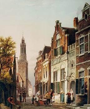 unknow artist European city landscape, street landsacpe, construction, frontstore, building and architecture. 246 oil painting picture